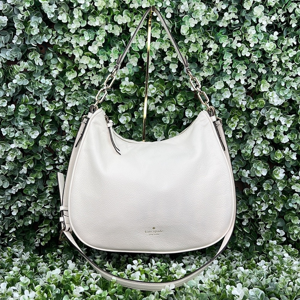 Kate Spade Pebbled Leather White Vivian Hobo Bag - Picture 3 of 17